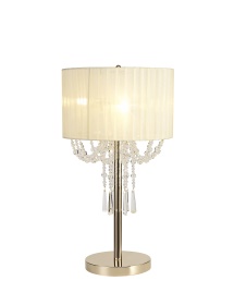 Freida French Gold-Ivory Cream Crystal Table Lamps Diyas Shaded Table Lamps
